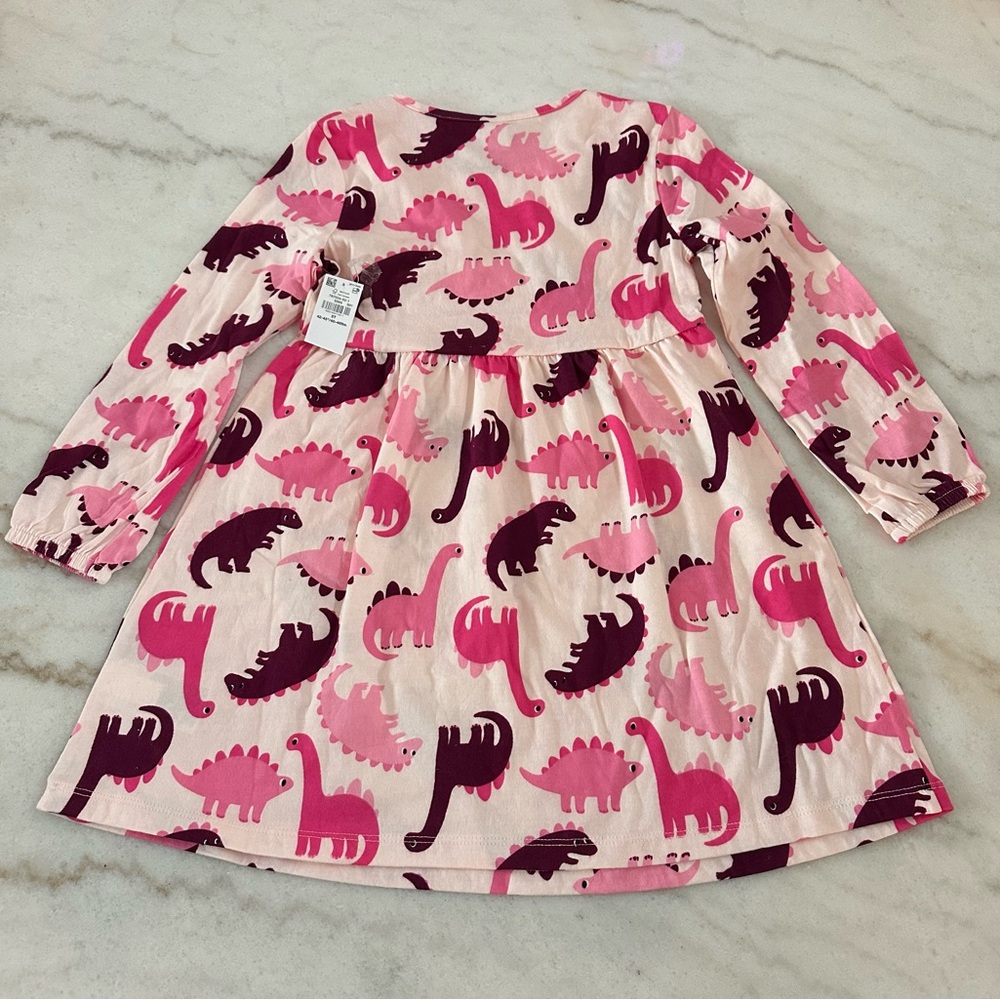 Old Navy Pink Dinosaur Print Kids Casual Dress 🆕 - Picture 2 of 5